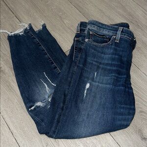 Lucky Brand Dark Blue Distressed Ankle Crop Jeans